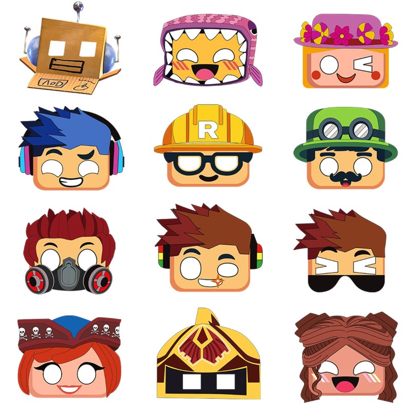 Party Games In Roblox - 12 Máscaras de Papel com Tema