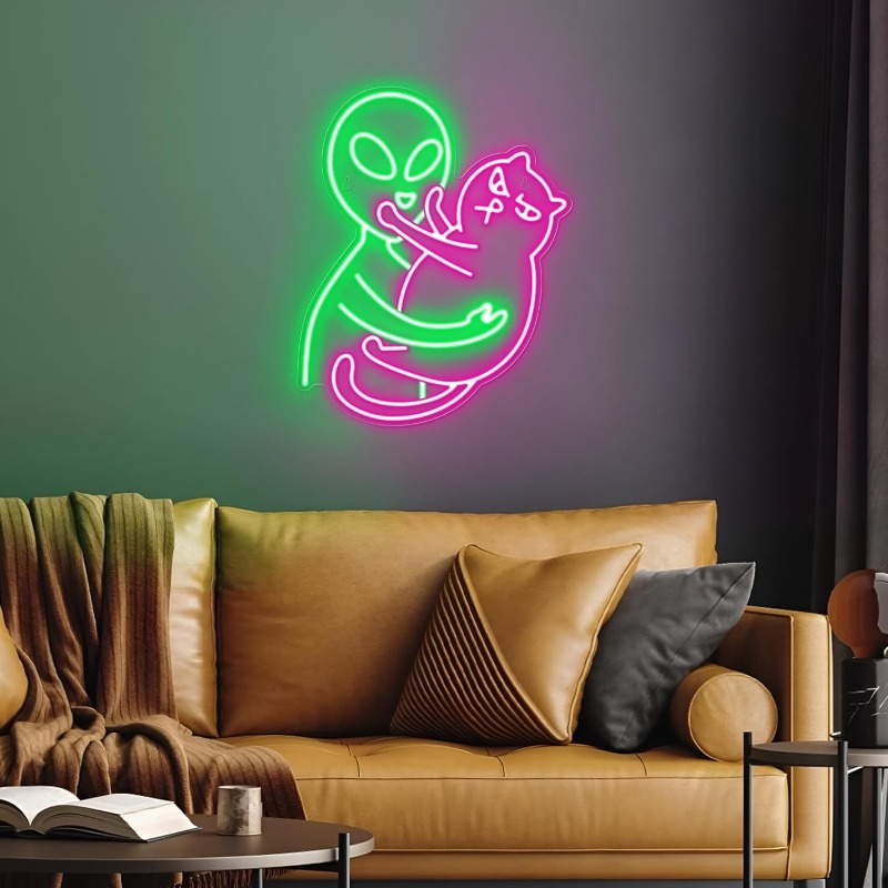 Letreiro Neon Alien Cat, Luz L - Party Games Best avaliação e preço